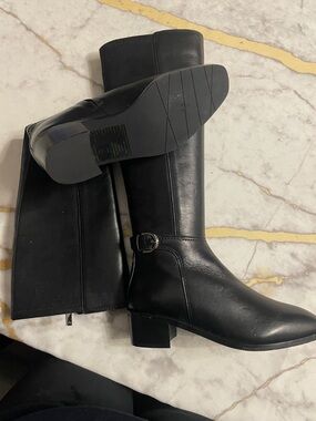 Aquatalia Roksana Classic Black Women's Weatherproof Knee-High Riding Boots